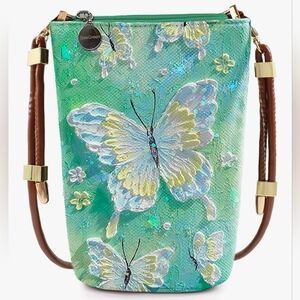 Butterfly Impasto Print Recycled Crossbody Phone Bag Botanical Boho Eco-Friendly